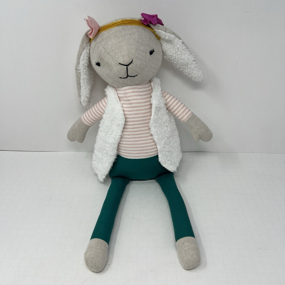 Pillowfort Easter Bunny Plush 18" Rabbit white Vest Floppy Ears Stuffed Toy 2018